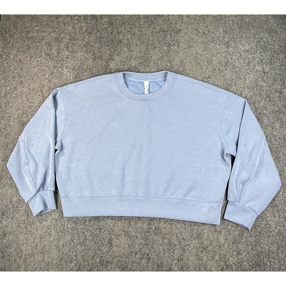 lululemon athletica Tops - Lululemon Softstreme Perfectly Oversized Cropped Crew Sweatshirt Blue Womens 10